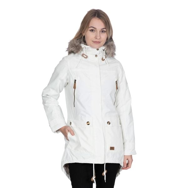 Parka Damska Wodoodporne Clea. Białe płaszcze Trespass, l, bez wzorów, z materiału, z kapturem. Za 252.99 zł.