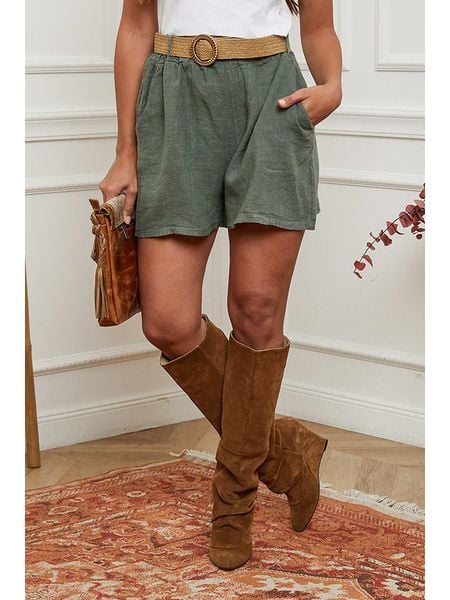 La Compagnie Du Lin Lniane szorty w kolorze khaki rozmiar: XXL. Brązowe szorty La Compagnie Du Lin, bez wzorów, ze lnu. Za 176.08 zł.