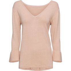 Sweter z falbanami bonprix matowy beżowy. Swetry marki INESIS. Za 69.99 zł.