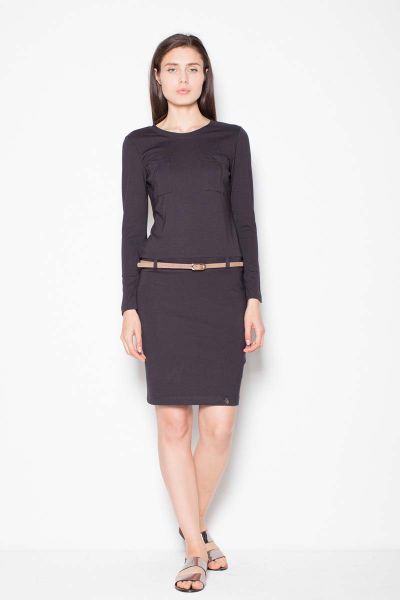 Czarna Sukienka Prosta ze Skórzanym Paskiem. Czarne sukienki Venaton, na co dzień, l, bez wzorów, z elastanu, bez kołnierzyka, bez ramiączek, mini. Za 259.00 zł.