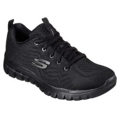 Buty sportowe Sneakersy damskie, Skechers Graceful-Get Connected. Czarne buty sportowe lifestyle Skechers, bez wzorów, bez zapięcia, trekkingowe. Za 199.99 zł.
