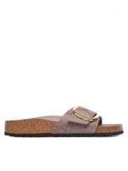 Birkenstock Klapki Madrid Big Buckle 1032935 Beżowy. Brązowe klapki Birkenstock, bez wzorów, ze skóry, bez obcasa, bez zapięcia. Za 420.99 zł.
