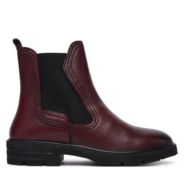 Sztyblety Tamaris. Czerwone botki Tamaris, bez wzorów, bez obcasa, na płaskiej podeszwie, bez zapięcia. Za 399.99 zł.