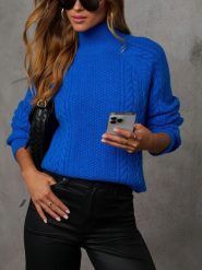 Milan Kiss Sweter w kolorze niebieskim rozmiar: S. Niebieskie swetry Milan Kiss, s, bez wzorów, ze splotem, bez ramiączek. Za 197.63 zł.