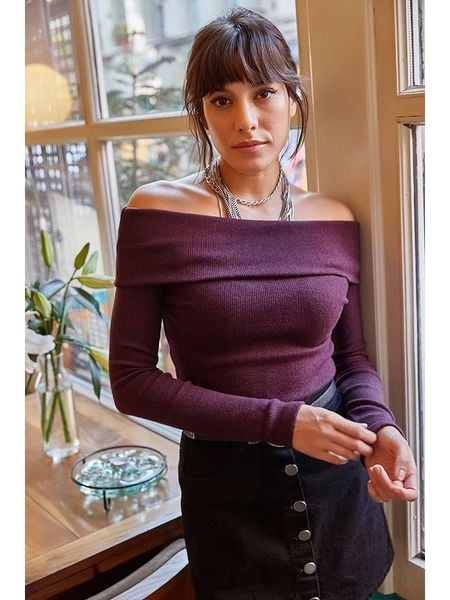 Olalook Sweter w kolorze fioletowym rozmiar: onesize. Różowe swetry Olalook, bez wzorów, bez ramiączek. Za 74.81 zł.