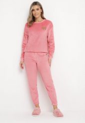 Różowy Dzianinowy Komplet Piżamowy z Bluzą i Spodniami Jogger Javva. Czerwone bluzy Born2be, xl, bez wzorów, z dzianiny, bez kołnierzyka, bez ramiączek. W wyprzedaży za 50.99 zł.