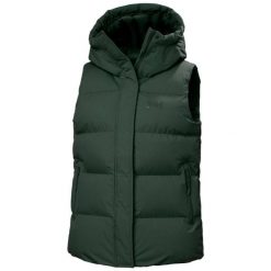 Damska kurtka bez rękawów z kapturem Helly Hansen Adore. Czarne kurtki Helly Hansen, bez wzorów, z puchu, z kapturem. W wyprzedaży za 806.25 zł.