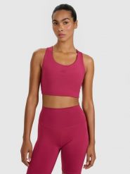 4F Biustonosz treningowy z niskim wsparciem - czerwony L. Czerwone biustonosze sportowe 4f, bez wzorów, z elastanu, na fitness i siłownię. W wyprzedaży za 79.99 zł.