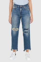 7 FOR ALL MANKIND Błękitne jeansy damskie THE MODERN STRAIGHT Z DZIURAMI. Niebieskie jeansy 7 for all mankind, s, bez wzorów, z bawełny. W wyprzedaży za 499.99 zł.