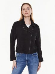 Pepe Jeans Kurtka skórzana Roma PL402145 Czarny Regular Fit. Czarne kurtki Pepe Jeans, s, bez wzorów, z jeansu, bez kaptura. Za 779.99 zł.