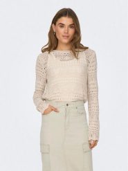 JDY Sweter Sun Lay 15287384 Beżowy Regular Fit. Brązowe swetry JDY, xs, bez wzorów, z syntetyku, bez ramiączek. Za 59.99 zł.