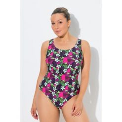 Damskie Kostium kąpielowy kwiaty bez miękkich miseczek okrągły dekolt. Czerwone stroje jednoczęściowe Ulla Popken, bez wzorów, z elastanu, sportowe. Za 199.99 zł.