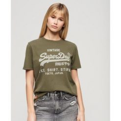 Koszulka casual Vintage Logo Heritage. Szare t-shirty sportowe Superdry, bez wzorów, bez ramiączek. W wyprzedaży za 132.45 zł.