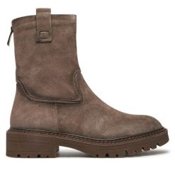 Botki Tamaris. Szare botki Tamaris, bez wzorów, bez obcasa, na płaskiej podeszwie, bez zapięcia. Za 319.99 zł.