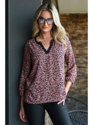 Bleu d'Azur Bluzka "Janice" w kolorze różowo-czarno-białym rozmiar: 32/34. Białe bluzki Bleu d'Azur, w ażurowe wzory, z wiskozy, klasyczne, bez kołnierzyka, bez ramiączek. Za 88.02 zł.