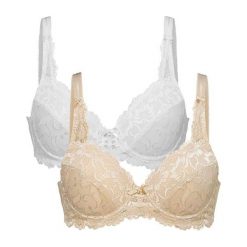 Cellbes Biustonosz z fiszbinami Maria 2 Pack beżowy biały female beżowy/biały 75B. Białe biustonosze sportowe Cellbes, bez wzorów, z koronki. Za 159.00 zł.