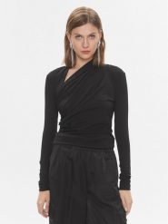 Pinko Bluzka 102363 A1DE Czarny Slim Fit. Czarne bluzki Pinko, xs, bez wzorów, z wiskozy, bez kołnierzyka, bez ramiączek. Za 319.99 zł.