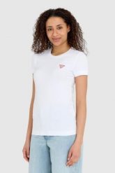 GUESS Biały damski t-shirt bawełniany Mini Triangle Tee, Rozmiar XS. Białe t-shirty Guess, s, z aplikacjami, z bawełny, bez kołnierzyka, bez ramiączek. W wyprzedaży za 69.99 zł.
