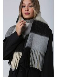 Lucky Bees Szal w kolorze czarno-szarym - 200 x 45 cm rozmiar: onesize. Czarne szaliki i kominy Lucky Bees, bez wzorów, z materiału. Za 118.28 zł.