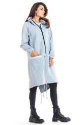 Ciepła długa bluza damska jak parka bawełna premium szara. Szare bluzy Infinite You, l, bez wzorów, z bawełny, z kapturem. Za 319.00 zł.