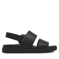 Sandały Calvin Klein. Czarne sandały Calvin Klein, bez wzorów, bez obcasa, na płaskiej podeszwie, bez zapięcia. Za 569.99 zł.