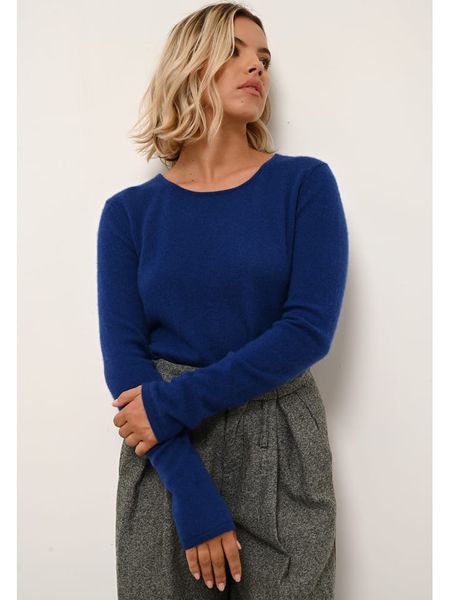 Just Cashmere Kaszmirowy sweter "Vivian" w kolorze granatowym rozmiar: S. Niebieskie swetry Just Cashmere, s, bez wzorów, z kaszmiru, bez ramiączek. Za 403.45 zł.