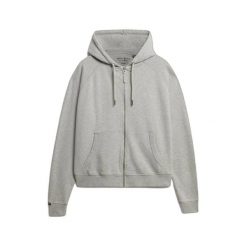 Damska bluza z kapturem zapinana na zamek Superdry Studios Relaxed. Szare bluzy Superdry, bez wzorów, bez ramiączek, z kapturem. Za 348.85 zł.