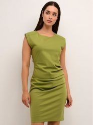 Kaffe Sukienka codzienna India 501002 Zielony Slim Fit. Zielone sukienki Kaffe, na co dzień, s, bez wzorów, z syntetyku, wizytowe, bez kołnierzyka, bez ramiączek, proste. Za 229.99 zł.