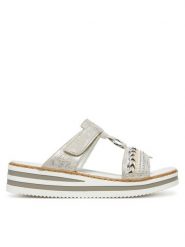 Rieker Klapki V02M6-40 Srebrny. Szare klapki Rieker, bez wzorów, z syntetyku, bez obcasa, bez zapięcia. Za 209.99 zł.