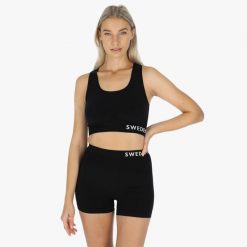 Biustonosz treningowy damski Swedemount Padded Seamless Top szybkoschnący. Brązowe biustonosze sportowe SWEDEMOUNT, bez wzorów, z tkaniny, na fitness i siłownię. Za 99.99 zł.