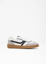Sneakersy. Białe buty sportowe lifestyle bonprix, bez wzorów, sportowe, bez zapięcia. Za 124.99 zł.