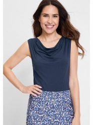 Olsen Bluzka w kolorze granatowym rozmiar: 36. Niebieskie bluzki Olsen, bez wzorów, bez kołnierzyka, bez ramiączek. Za 60.99 zł.