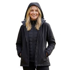 Kurtka trekkingowa damska Regatta Shirgley Ash 3w1z membraną 10K. Czarne kurtki przeciwdeszczowe Regatta, bez wzorów, z poliesteru, bez kaptura. Za 436.70 zł.