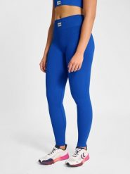 Damskie legginsy bezszwowe prążkowane Hummel Pulse. Niebieskie legginsy Hummel, bez wzorów, z elastanu, eleganckie. Za 138.50 zł.