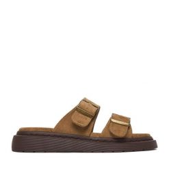 Klapki DeeZee. Brązowe klapki DeeZee, bez wzorów, bez obcasa, bez zapięcia. Za 139.99 zł.