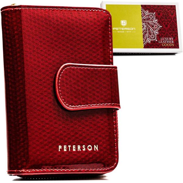 Portfel skórzany Peterson PTN 76115-SBR czerwony. Czerwone portfele Peterson, bez wzorów, ze skóry. Za 93.99 zł.