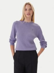 Tommy Hilfiger Sweter Fine WW0WW44993 Fioletowy Regular Fit. Fioletowe swetry Tommy Hilfiger, xl, bez wzorów, z bawełny, bez ramiączek. Za 559.99 zł.