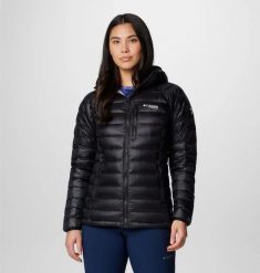COLUMBIA Kurtka puchowa damska Arctic Crest Down Hooded Jacket black-L. Czarne kurtki Columbia, l, bez wzorów, z materiału, z kapturem. Za 784.25 zł.