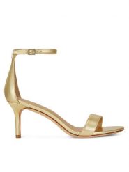 LAUREN RALPH LAUREN Sandały Allie Mid 802978207002 Złoty. Żółte sandały Lauren Ralph Lauren, bez wzorów, ze skóry, bez obcasa, na szpilce, bez zapięcia. Za 689.99 zł.