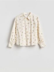 Koszula w kwiaty - wielobarwny. Koszule Reserved, l, bez wzorów, z bawełny, klasyczne, bez kołnierzyka, bez ramiączek. Za 119.99 zł.