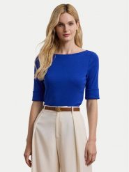 LAUREN RALPH LAUREN Bluzka 200654963185 Niebieski Slim Fit. Niebieskie bluzki Lauren Ralph Lauren, xs, bez wzorów, z bawełny, bez kołnierzyka, bez ramiączek. Za 189.99 zł.