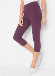 Legginsy rybaczki z wygodnym paskiem. Fioletowe legginsy bonprix, bez wzorów. Za 44.99 zł.