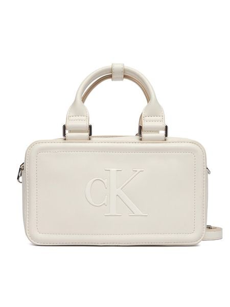 Calvin Klein Torebka Bold Ck Elongated Mini Tote LV04F3411G Biały. Białe torebki klasyczne Calvin Klein, bez wzorów, ze skóry, bez dodatków. Za 489.99 zł.