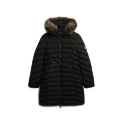 Parka dla kobiet Superdry Fuji. Czarne płaszcze Superdry, na zimę, bez wzorów, bez kaptura. Za 605.00 zł.