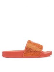Guess Klapki E4GZ25BB00F Pomarańczowy. Brązowe klapki Guess, z aplikacjami, z tworzywa sztucznego, bez obcasa, bez zapięcia. Za 109.99 zł.