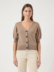 YAS Kardigan w kolorze jasnobrązowym rozmiar: XL. Brązowe swetry YAS, s, bez wzorów, z wiskozy, klasyczne, bez ramiączek. Za 91.99 zł.