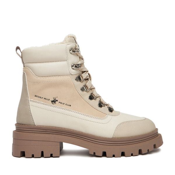 Trapery Beverly Hills Polo Club. Brązowe traperki Beverly Hills Polo Club, bez wzorów, bez obcasa, bez zapięcia. Za 299.99 zł.