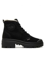 Palladium Trapery 98867-008-M Czarny. Czarne traperki Palladium, bez wzorów, z nubiku, bez obcasa, bez zapięcia. Za 659.99 zł.