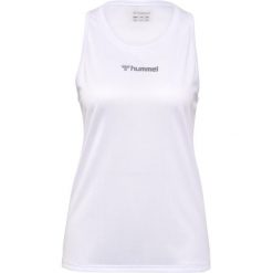 Damski tank top Hummel. Białe topy Hummel, bez wzorów, z materiału, sportowe, bez kołnierzyka, bez ramiączek. Za 100.00 zł.