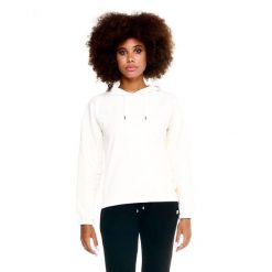 Damska bluza Leone z kapturem Basic. Białe bluzy LEONE 1947 APPAREL, l, bez wzorów, z tkaniny, sportowe, bez ramiączek, z kapturem. W wyprzedaży za 163.40 zł.